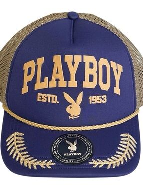 Playboy Foam Trucker Snapback Hat Light Purple Tan Embroidery Bunny Logo Cap